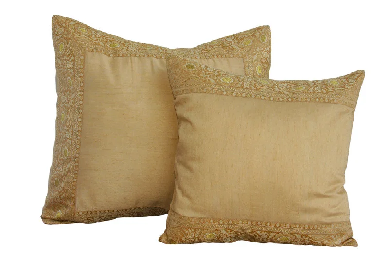 Tan Art Silk Pillow Cover