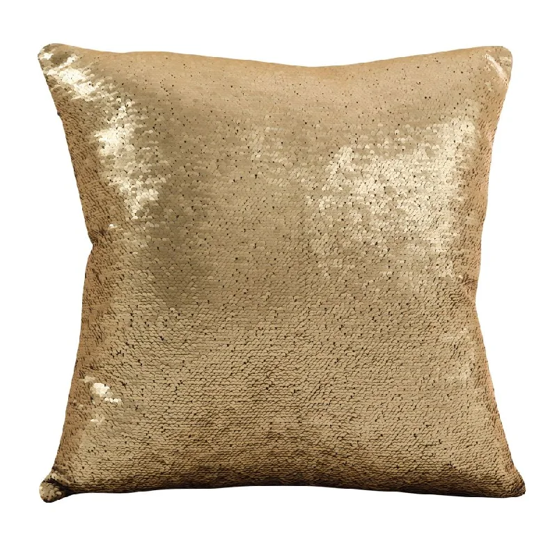 18"x"18" Sirun Sequin Mermaid Design Square Throw Pillow Gold - Saro Lifestyle