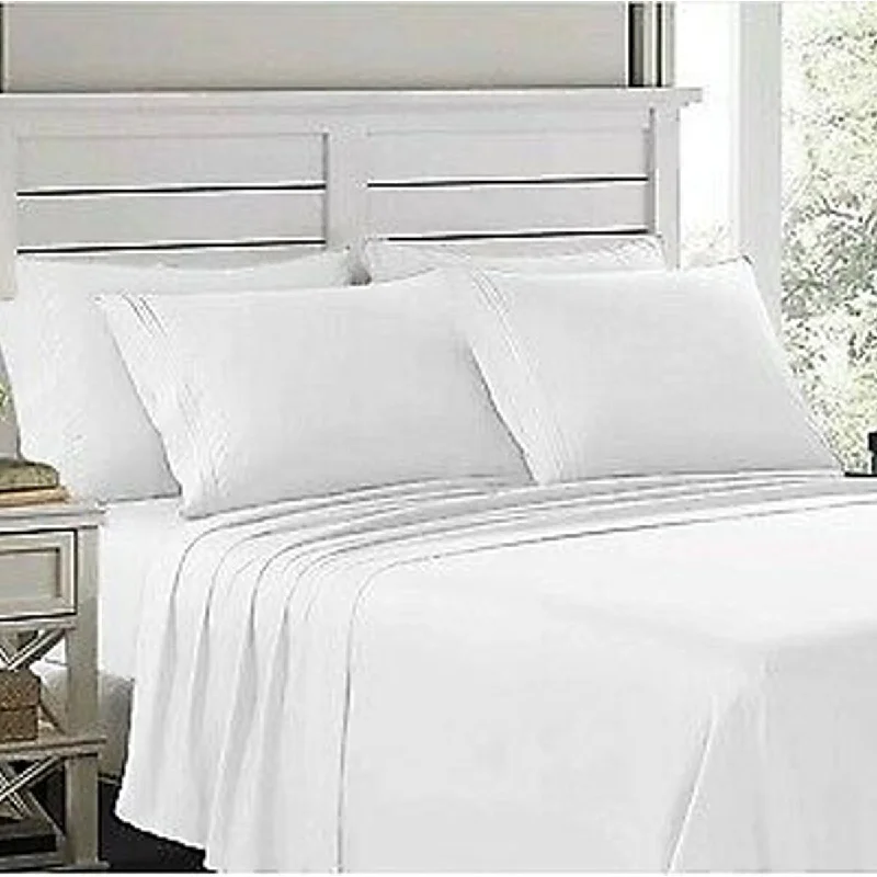 4 Piece Deep Pocket 1900 Fitted Sheet Set Twin White