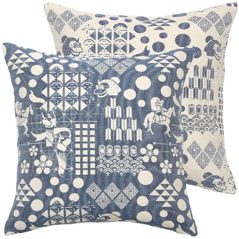 Blue Festival Woven Cushion Cover