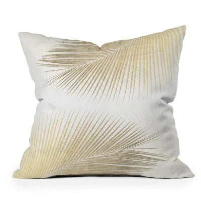 16"x16" Gale Switzer Palm Leaf Synchronicity Square Throw Pillow Gold - Deny Designs