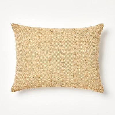 New - Oversized Woven Striped Lumbar Throw Pillow Dark Tan - Threshold designed with