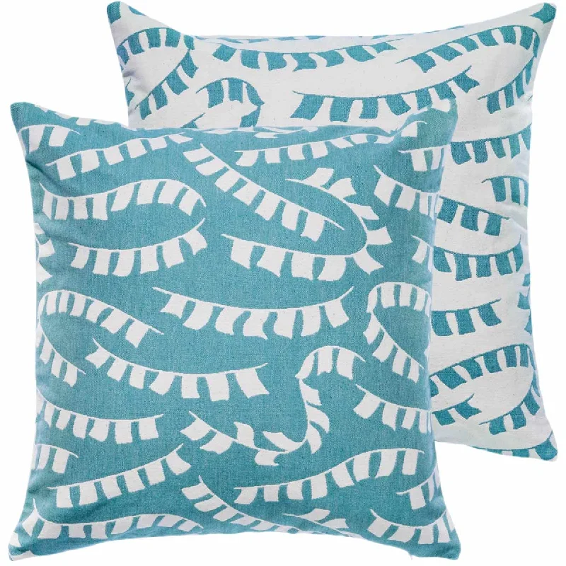 Teal Prayer Flag Woven Cushion Cover