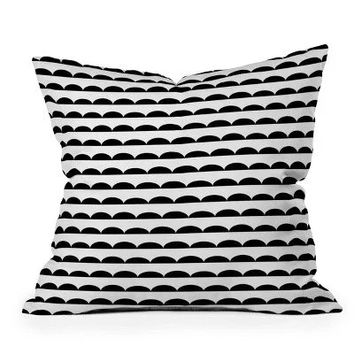 New - 16"x16" Striped Square Throw Pillow Black/White - Deny Designs