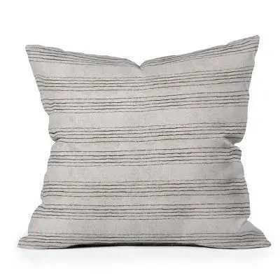 20" x 20" Holli Zollinger Linen Stripe Rustic Outdoor Throw Pillow Black/White - Deny Designs