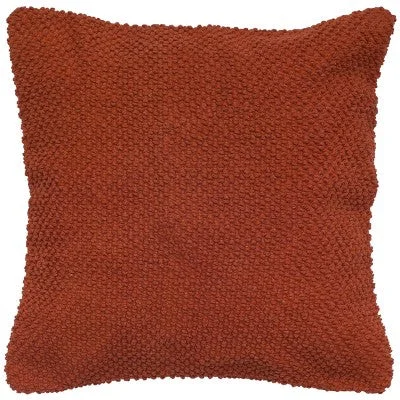 New - 20"x20" Oversize Poly Filled Solid Square Throw Pillow Dark Orange - Rizzy Home