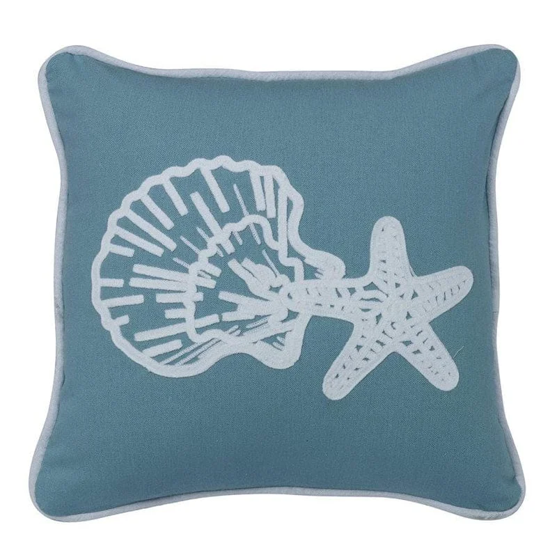 Catalina Aqua Embroidered Shell Pillow