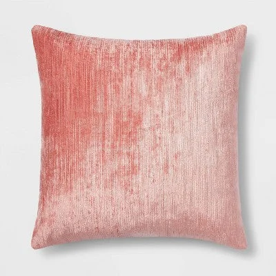 Open Box - Oversized Velvet Rib Textured Square Throw Pillow Coral - Threshold