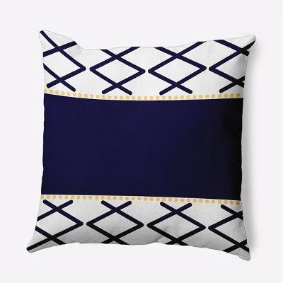 New - 16"x16" Knot Fancy Square Throw Pillow Navy Blue/ Yellow - e by design