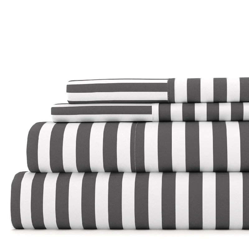 Ribbon Gray Pattern Sheet Set Ultra Soft Microfiber Bedding