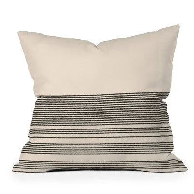 16"x16" Deny Designs Kierkegaard Design Studio Organic Stripe Square Outdoor Throw Pillow Black/Cream