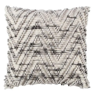 20"x20" Chevron Throw Pillow Natural/Gray - Rizzy Home