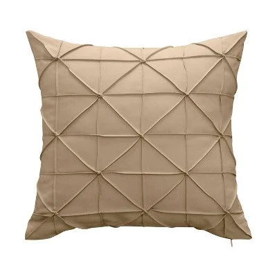 Fishnet Pleat Indoor/Outdoor Throw Pillow Khaki - Edie@Home