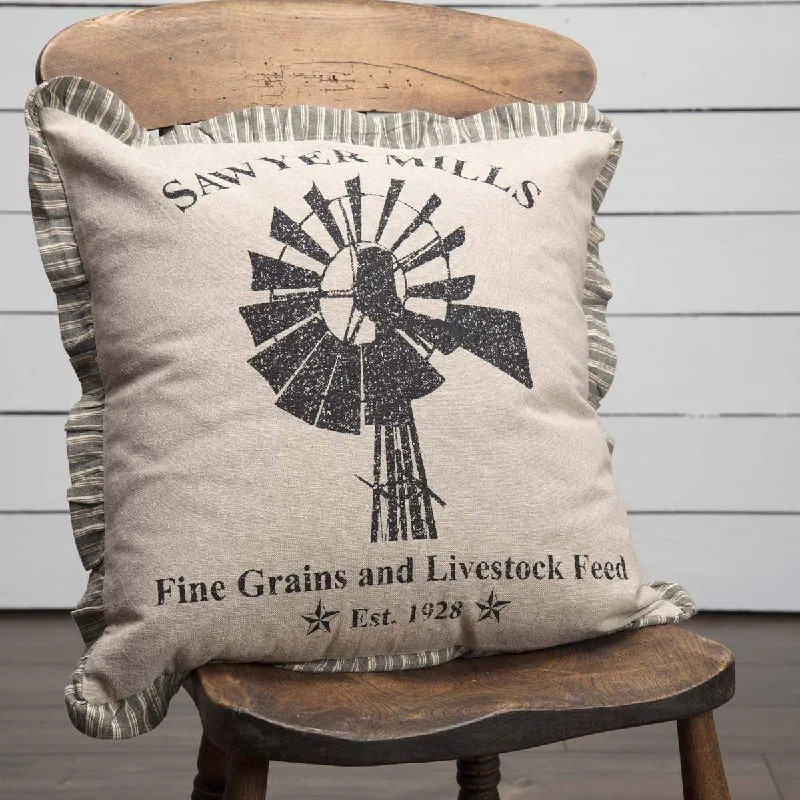 Sawyer Mill Charcoal Windmill Pillow