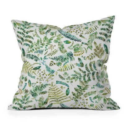 New - 20"x20" Oversize Ninola Design Botanical Collection Square Throw Pillow Green - Deny Designs: Indoor Polyester Fill, Zipper Closure