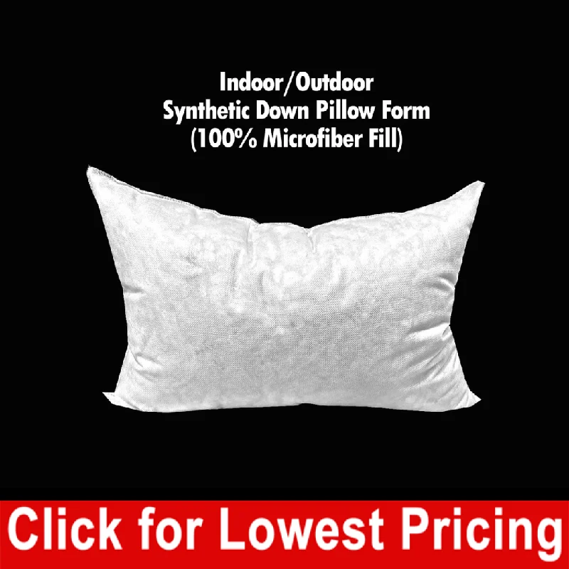 Indoor/Outdoor Synthetic Down Pillow Form 12"x18" (100% Microfiber Fill)