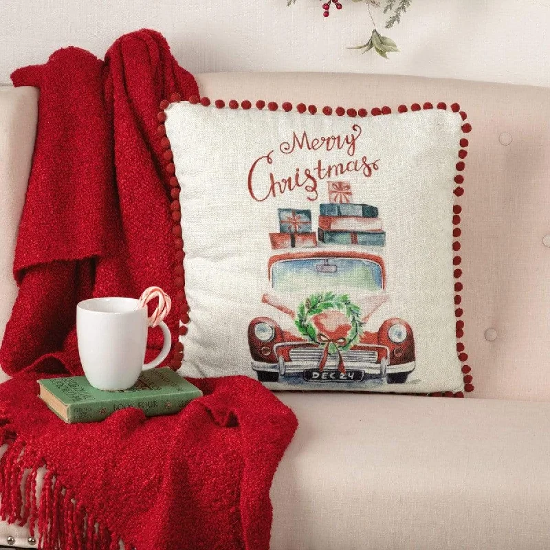 Merry Christmas Truck Pillow