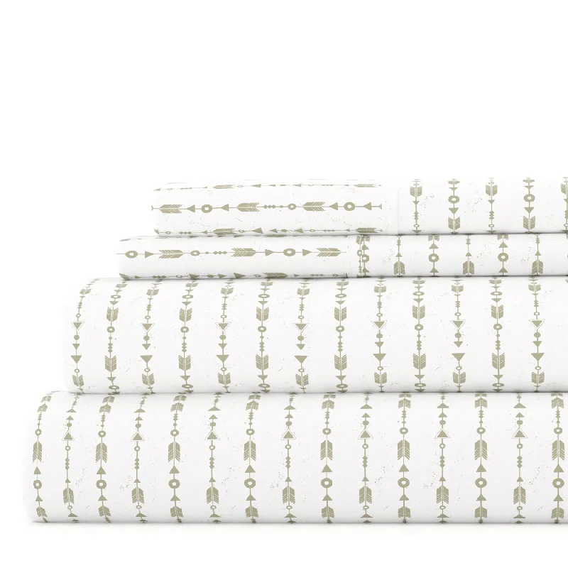 Beaded Arrows Sage Pattern Sheet Set Ultra Soft Microfiber Bedding