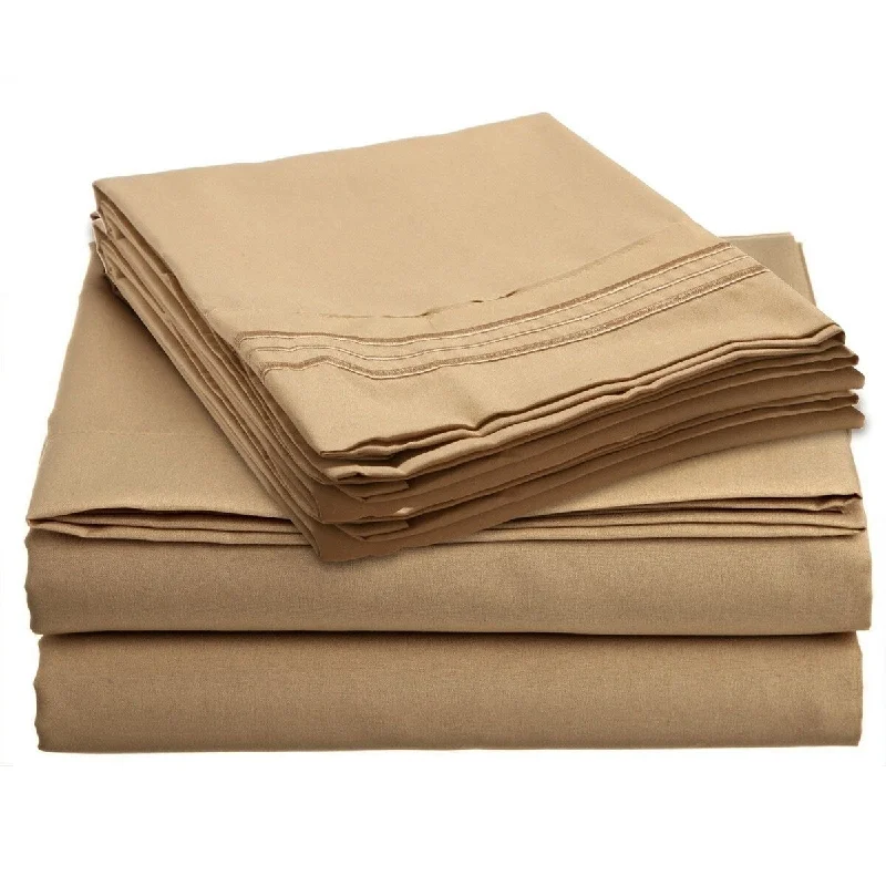 4 Piece 1600 Count Super Soft Sheet Set Twin Gold