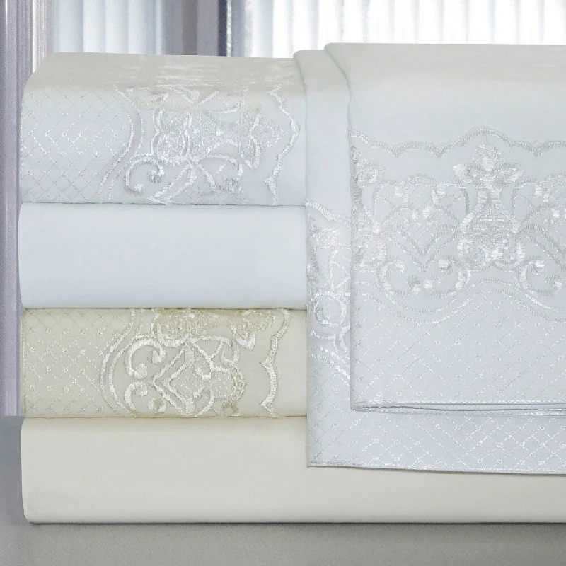 Pointehaven Cotton Lace Deep Pocket Sheet Set