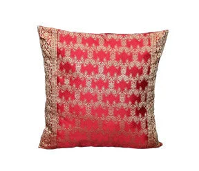 Red Sari Fatima Pillow Cover