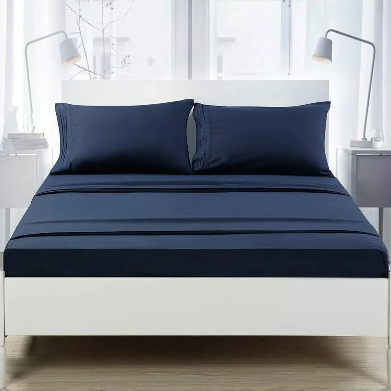 1800 Count 6 Piece Bed Sheet Set Deep Pocket Sheets Twin Dark Blue