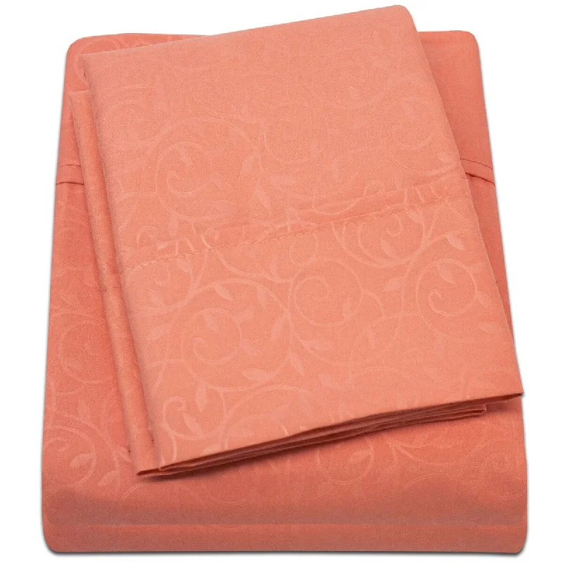 Embossed Vine Sheet Set Queen Sheet Set Orange