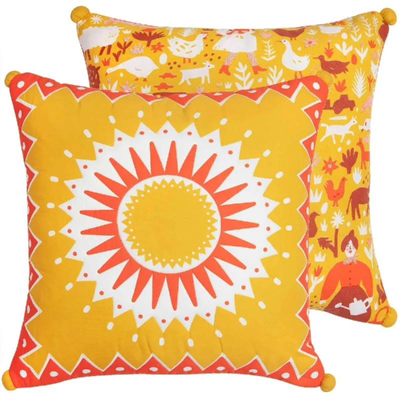 Indian Summer Pom Pom Cushion Cover