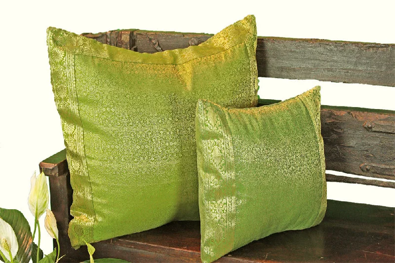 Indian sari pillows Cover Olive Green Raj