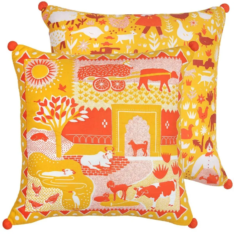 Farm Life Pom Pom Cushion Cover