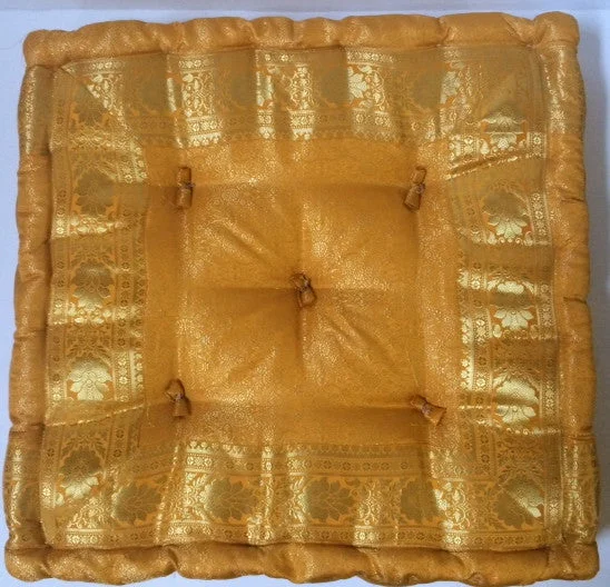 Yellow Gold sari floor sitting Cushion