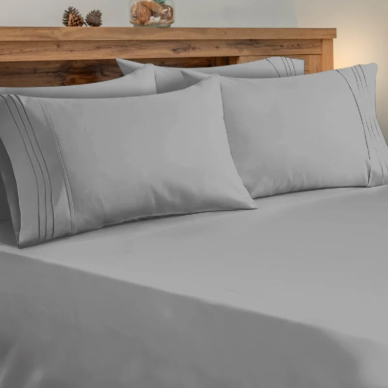 King Size Sheets 6 Piece Bedding Sheets & Pillowcases Hotel Luxury,Soft Microfiber 100GSM,Breathable & Cooling Bed