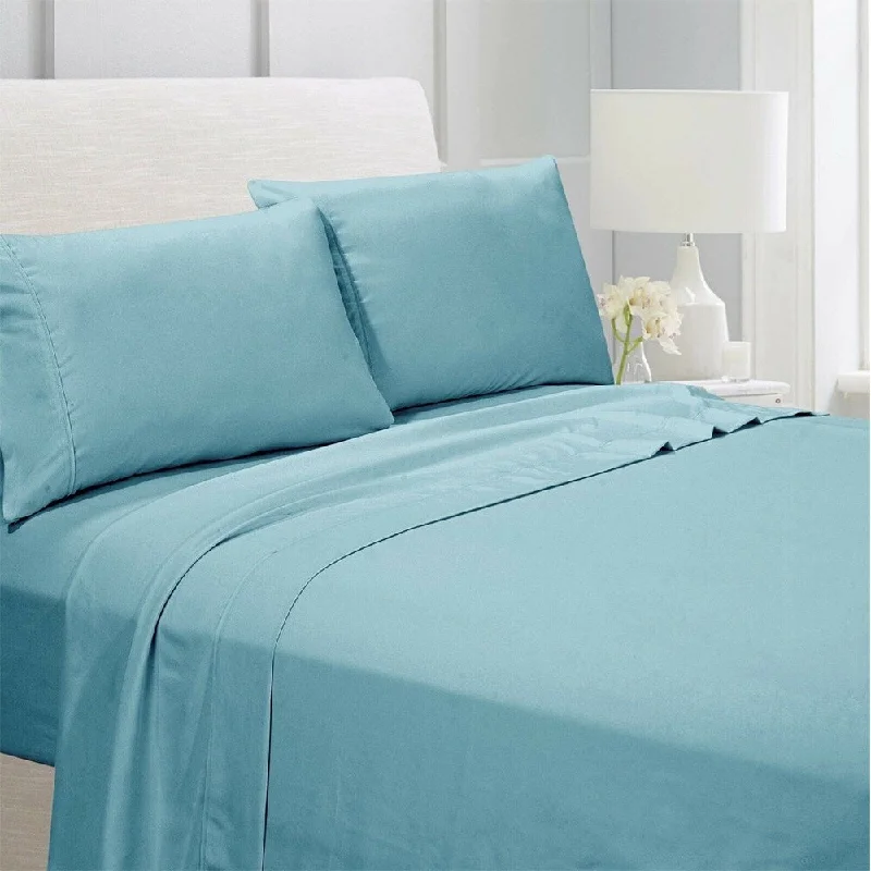 Egyptian Comfort 1800 Count 4 Piece Bed Sheet Set Full Aqua