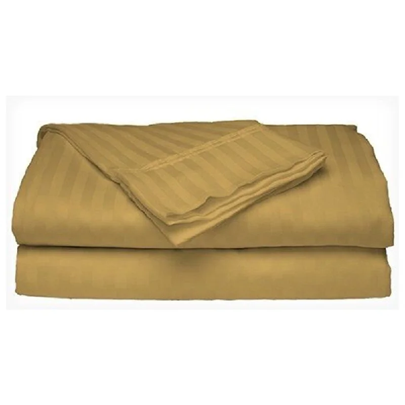 400 Thread Count Deluxe Cotton Dobby Stripe Queen Bed Sheet Gold