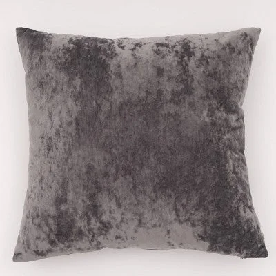 New - 20"x20" Oversize Soft Crushed Velvet Square Throw Pillow Gray - freshmint