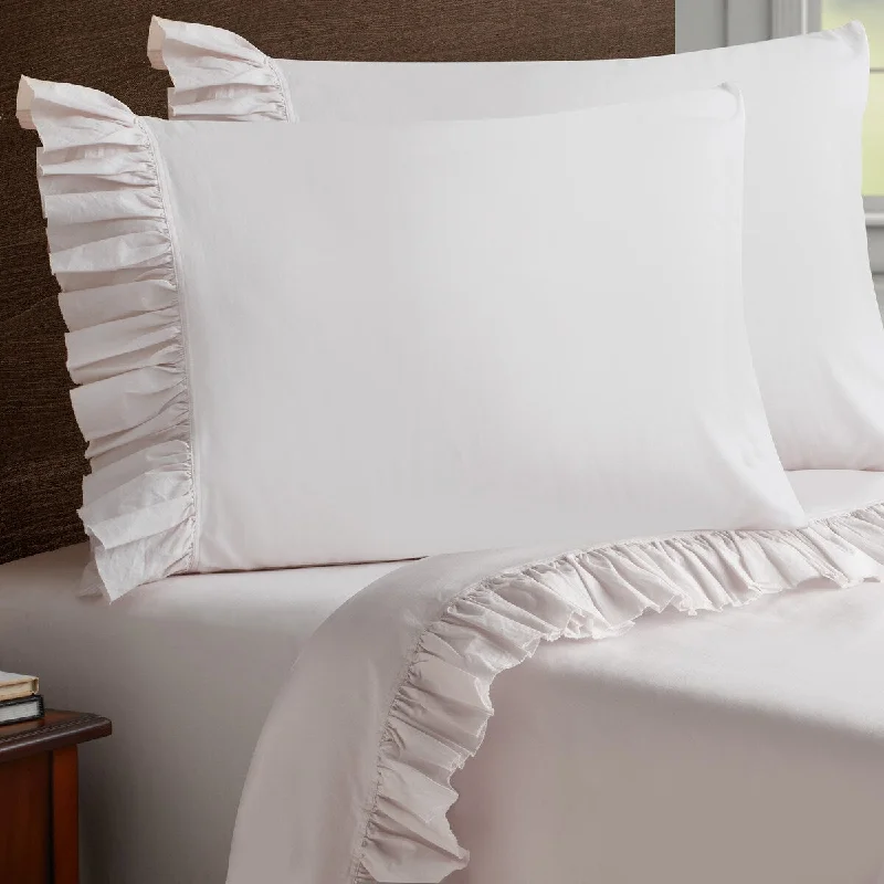 Soft Wash Vintage Ruffles 2PC Pillowcase Set- STD/QUEEN