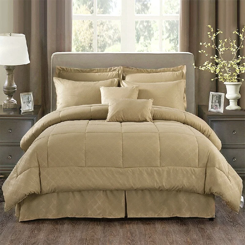 10 Piece Comforter Set Soft Bed in a Bag Comforter King Taupe