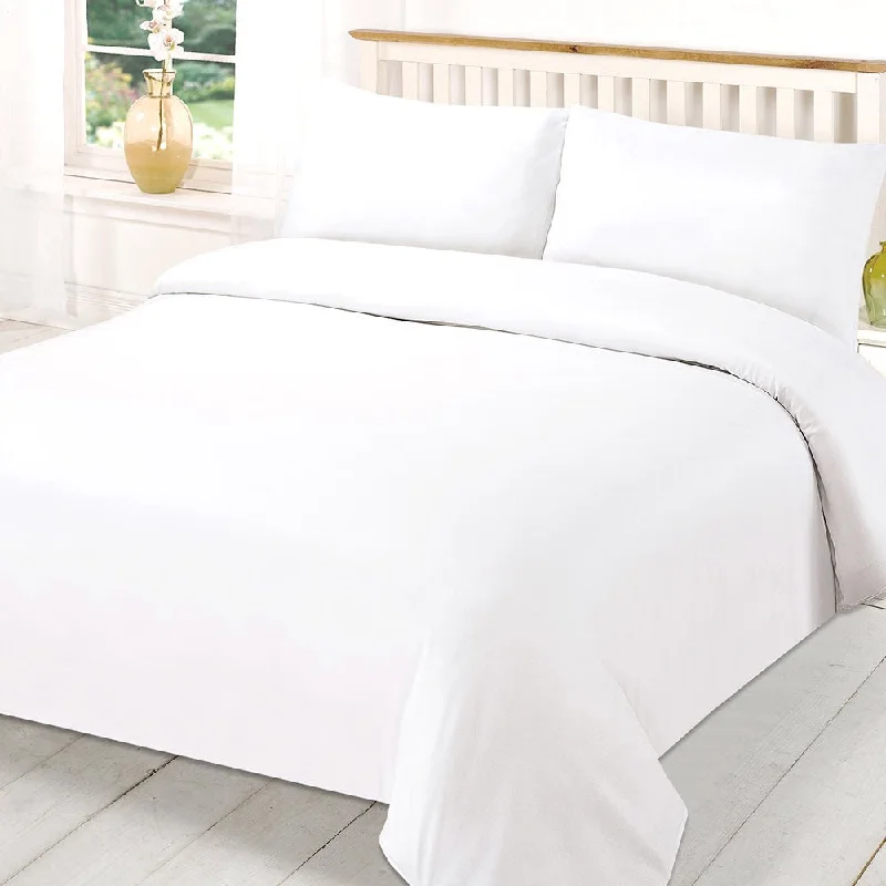 100% Cotton Percale Plain White or Cream Duvet Cover Sets 200 Thread Count