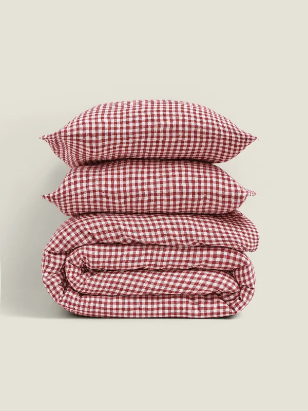 100% Linen Duvet Cover in Pinot Gingham