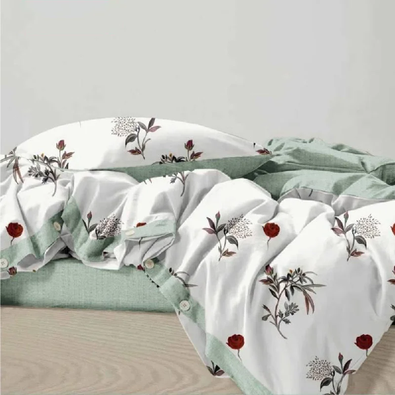 Premium Quality Super Soft King Size 6 pieces Duvet Cover Set 220x240cm Green Floral