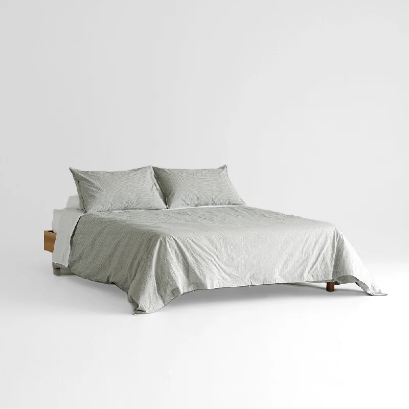 Stonewash Cotton Duvet - Pine Mini Stripe