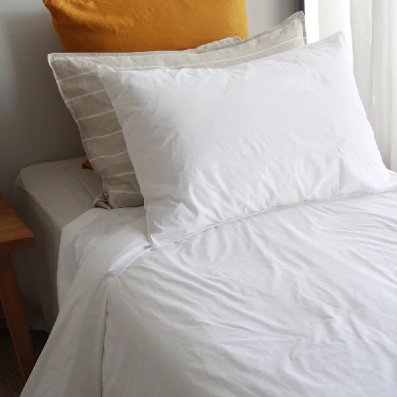 Stonewash Cotton Duvet Set - White, King Single