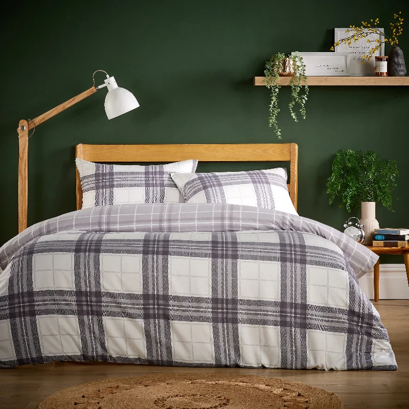 Alba Grey Super Soft Flannel Duvet Cover Set with Pillowcases Warm & Cosy Quilt Bedding in Multiple Sizes Available by OLIVIA ROCCO