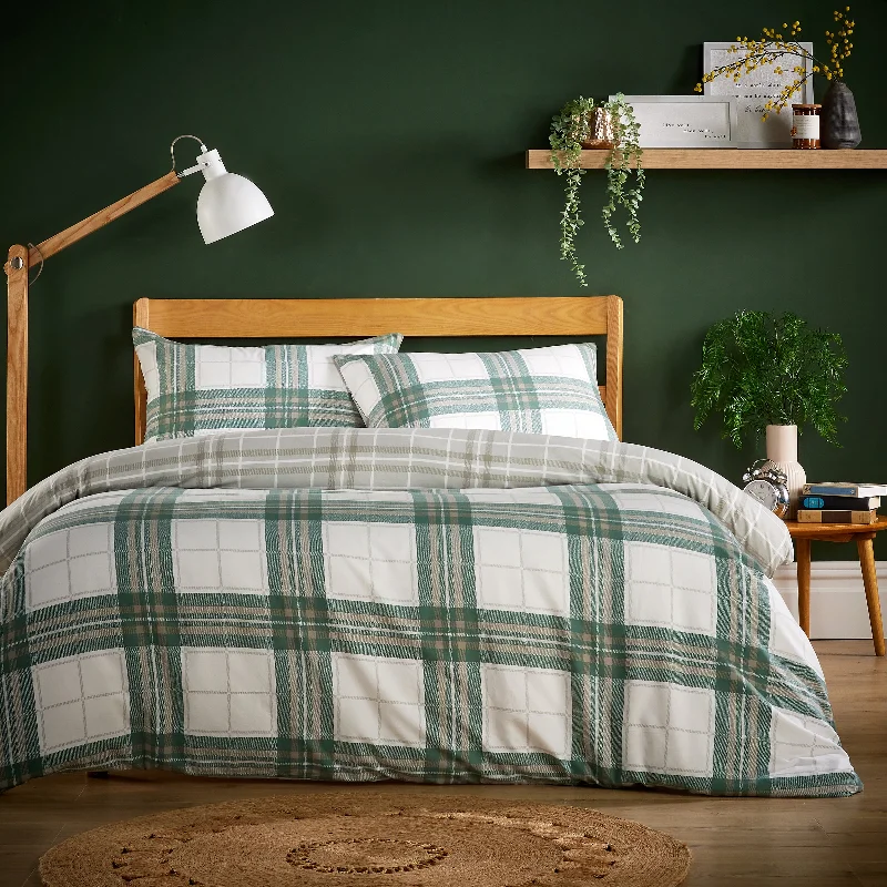 Alba Sage Green Super Soft Flannel Duvet Cover Set with Pillowcases Warm & Cosy Quilt Bedding in Multiple Sizes Available by OLIVIA ROCCO