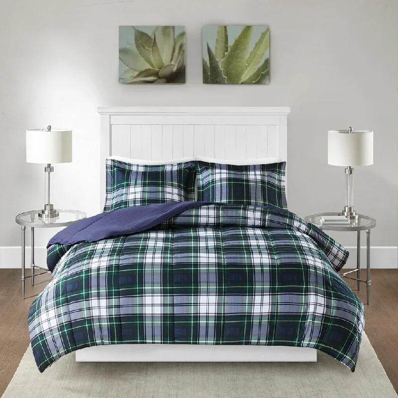 All Season Plaid Comforter Set,1 Comforter and 2 Shams