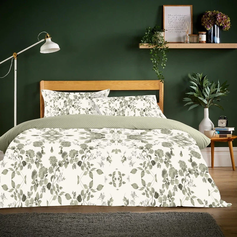 Appleby Sage Green Super Soft Flannel Duvet Cover Set with Pillowcases Warm & Cosy Quilt Bedding in Multiple Sizes Available by OLIVIA ROCCO