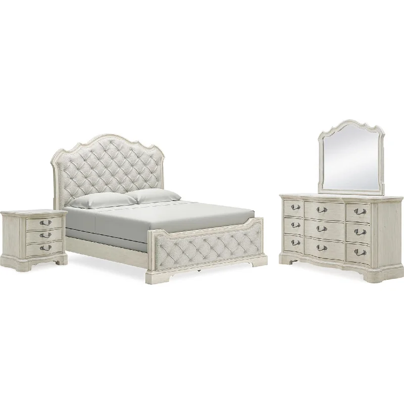 Arlendyne 6 Piece King Panel Bedroom - Antique White