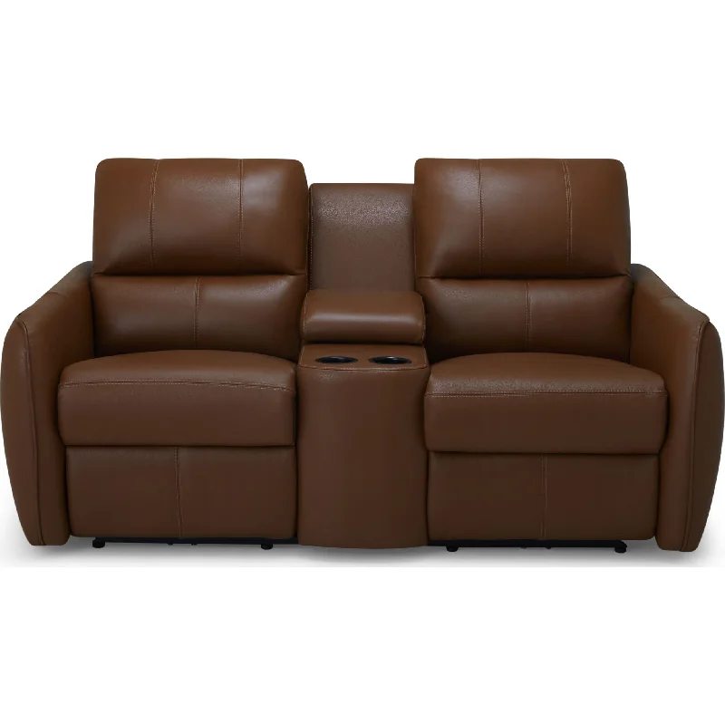 Arlo Power Reclining Loveseat w/ Console - Valencia Biscotti