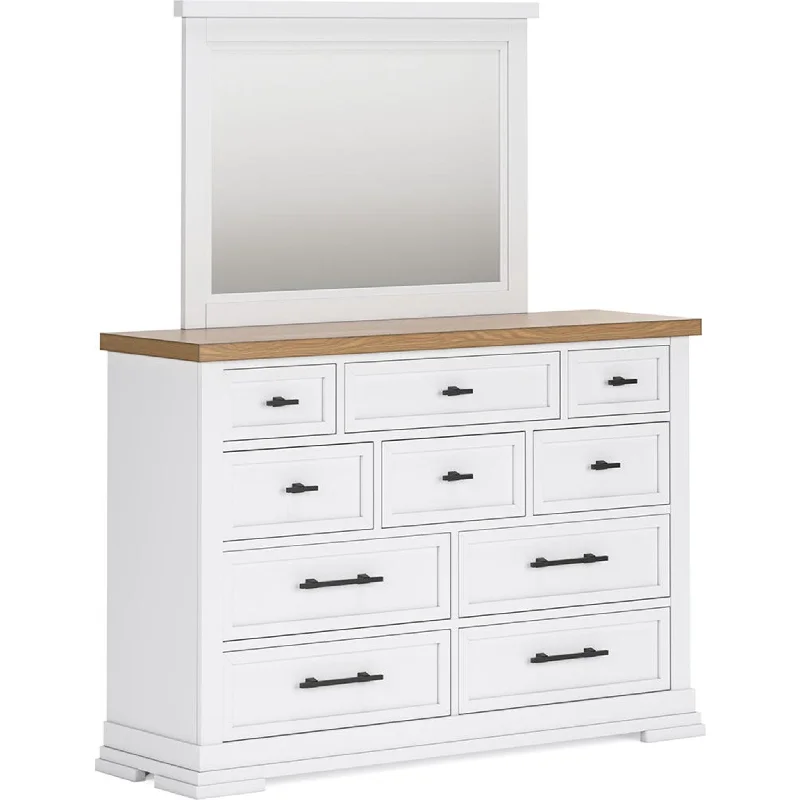 Ashbryn Dresser and Mirror - White/Natural