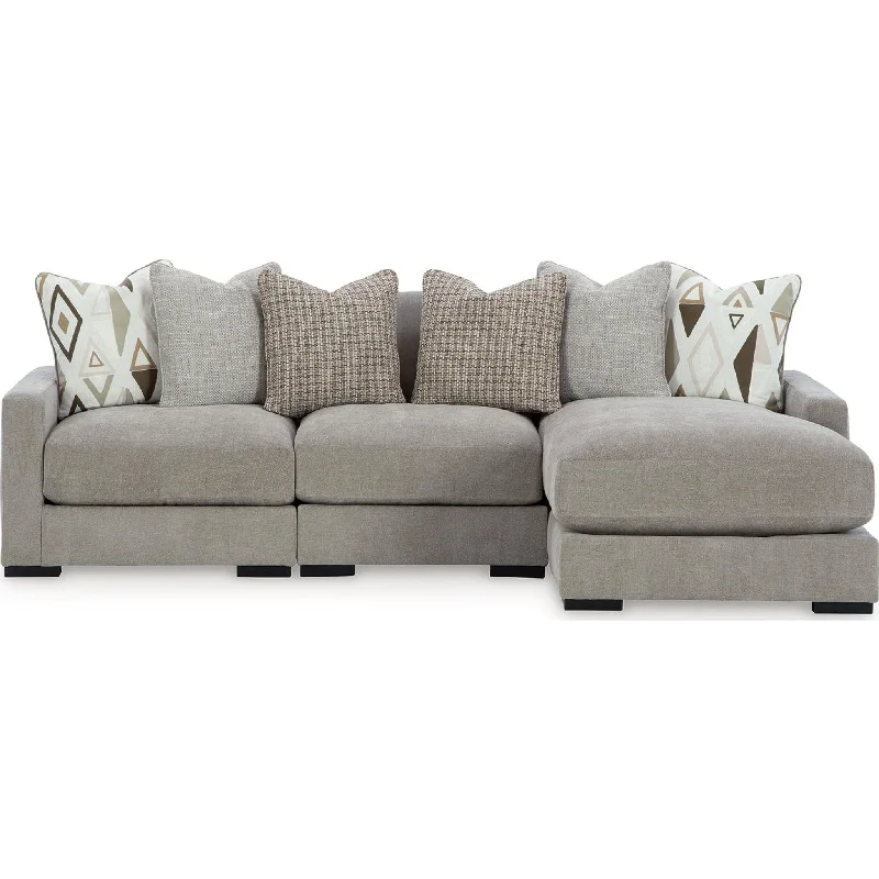 Aslan Court 3 Piece Sectional with Chaise - Pebble